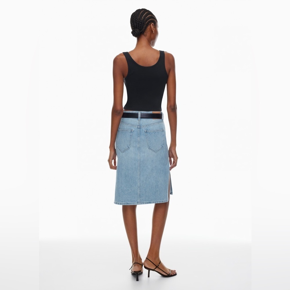 DENIM FORUM “The 90s Denim Skirt” Size 27 Indigo Blue Womens Midi - Picture 3 of 15